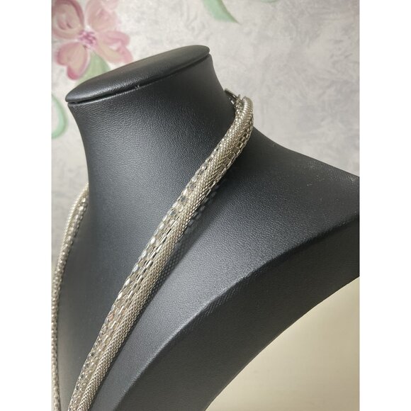 Silver Tone Multi-Strand Necklace With Lobster Clasp & Chain Design - Picture 2 of 3